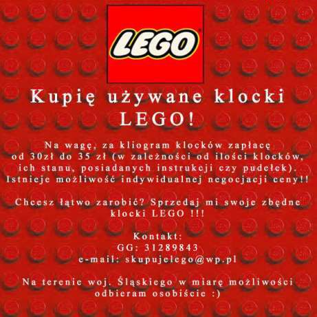 KUPIE UŻYWANE KLOCKI LEGO !!!!  - Zdjęcie 1
