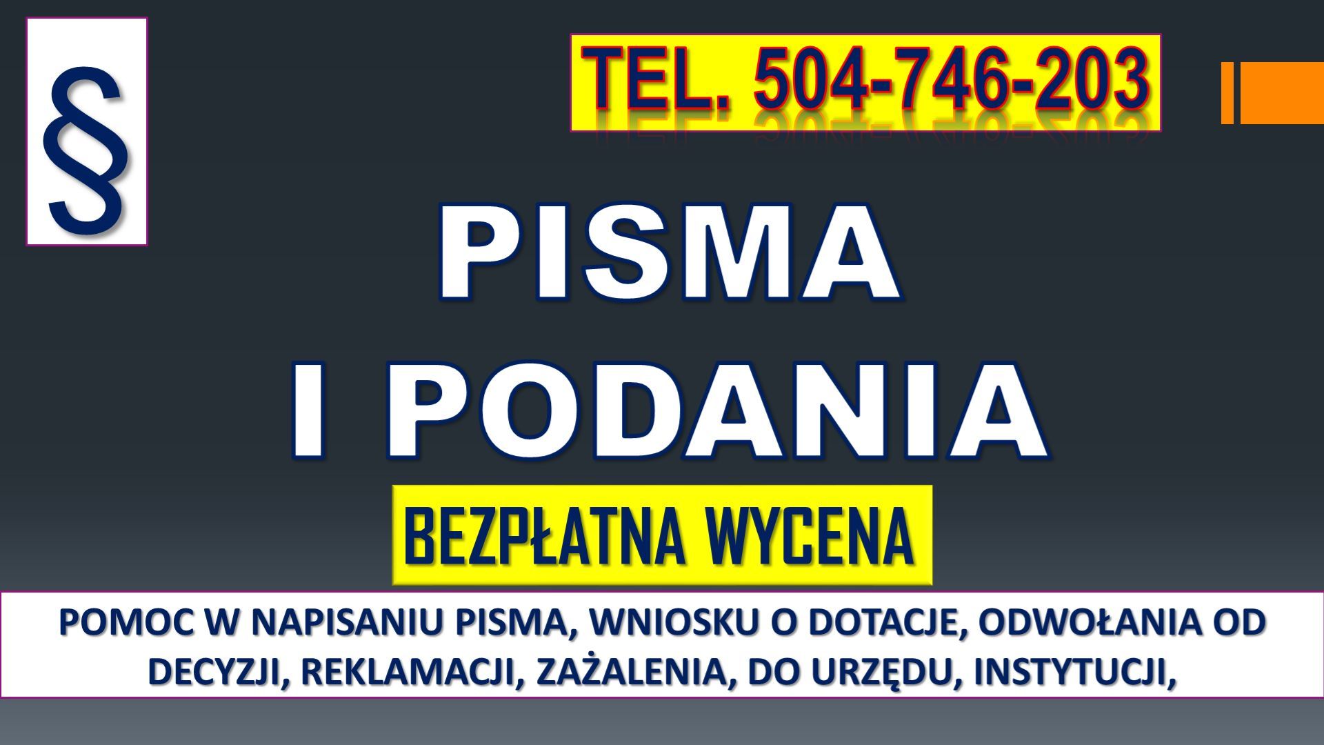 Napisanie pisma i podania, cena t. 504-746-203 Biuro pisania podań, sporządzenie Warszawa - Zdjęcie 1