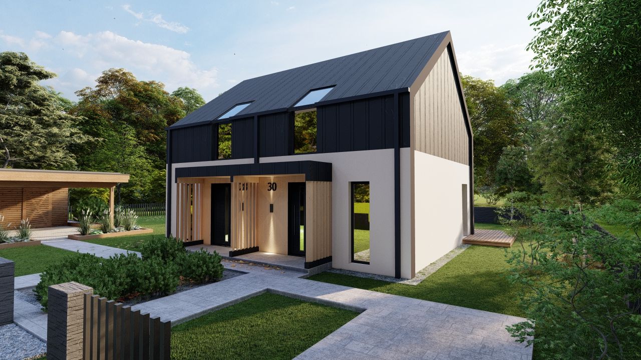 Twin House 120 m2 Bliźniak – nowoczesny, energooszczędny dom modułowy  - Zdjęcie 1