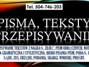 Usługi przepisywania tekstów, cennik, tel. 504-746-203, napisanie pisma