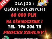 KREDYT DLA FIRM I OSÓB FIZYCZNYCH NA OŚWIADCZENIE DO 60 000 PLN