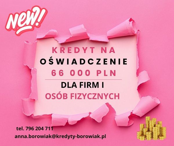 KREDYT DLA FIRM I OSÓB FIZYCZNYCH NA OŚWIADCZENIE – DO 66 000 ZŁ! Częstochowa - Zdjęcie 1