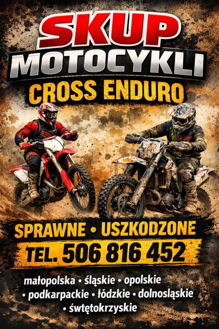 SKUP MOTOCYKLI CROSS CROSSÓW CROSSY ENDURO QUADY ATV -SPRAWNYCH I USZKODZONYCH Częstochowa - Zdjęcie 1