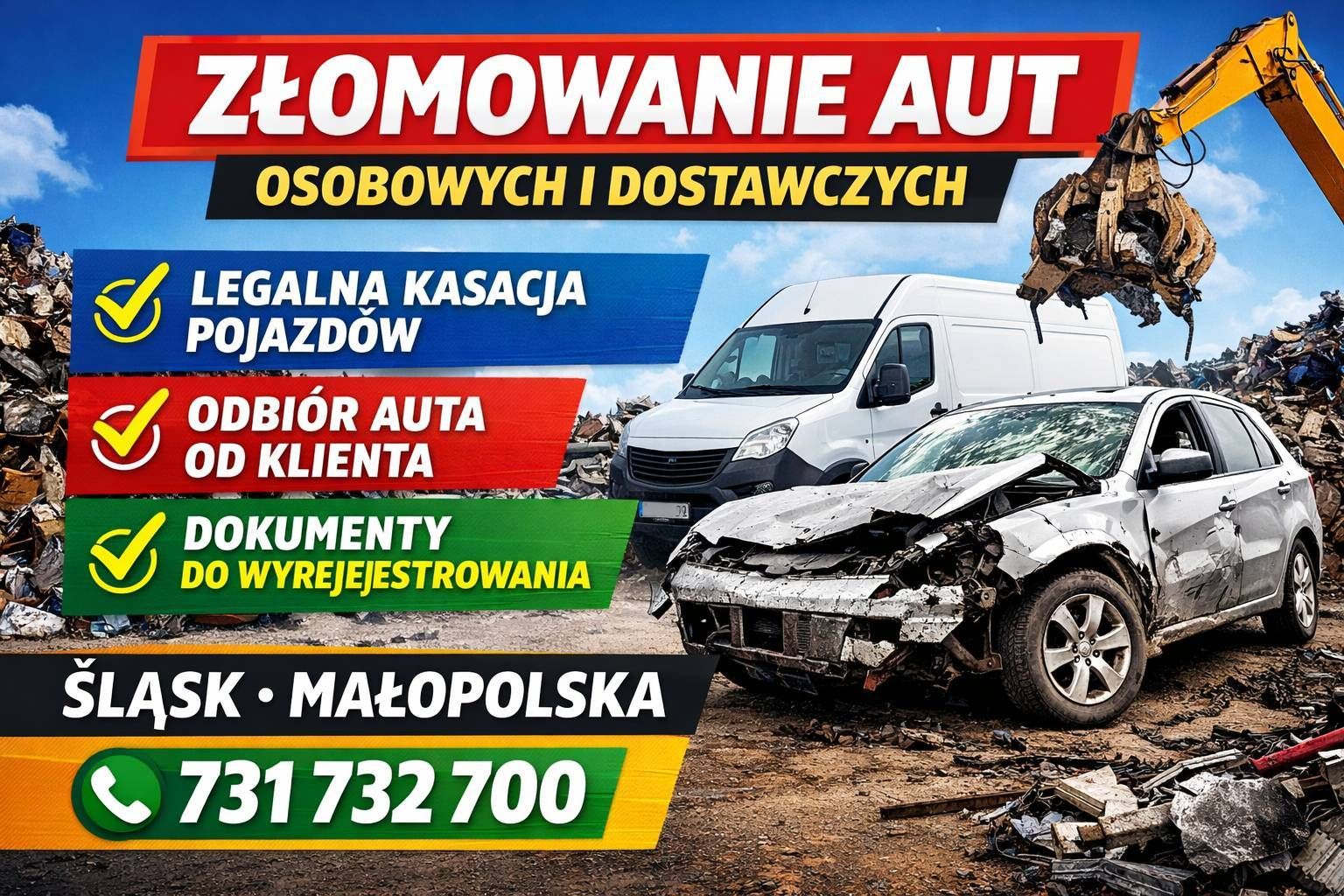 Złomowanie aut osobowych i dostawczych - auto złom Śląsk, Małopolska Śląsk/Małopolska - Zdjęcie 1