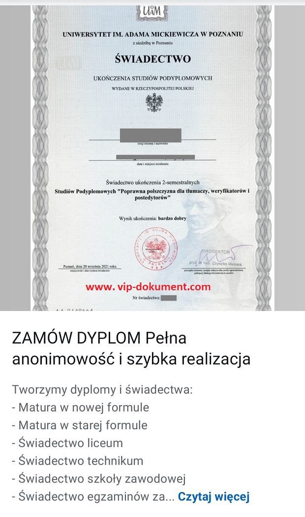 Tu kupisz mature, średnie, dyplom studiów, magister. Częstochowa - Zdjęcie 1