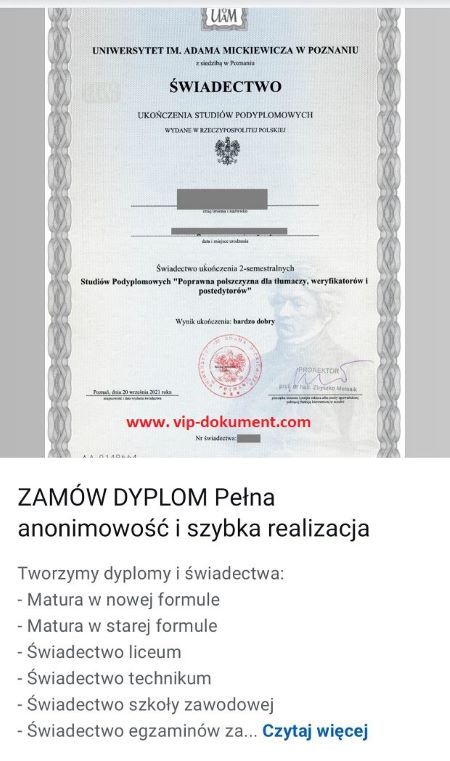 Tu kupisz matury, Tu kupisz dyplom magistra Częstochowa - Zdjęcie 1