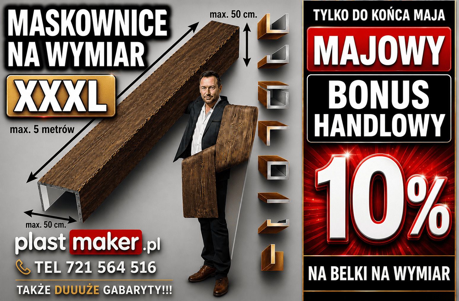 BONUS HANDLOWY 10 procent - tylko w maju na BELKI NA WYMIAR Polska - Zdjęcie 1